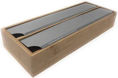 Produktbild von Unyqoos® Küchenrollen- & Folienhalter mit gezahntem Metalldeckel, Schneidspender für Frischhaltefolie, Alu & Küchenpapier, 33×13×5,5 cm, Spezialklinge