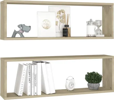 Produktbild von vidaXL Würfelregale 2 Stk. Sonoma-Eiche 80x15x26,5 cm Holzwerkstoff