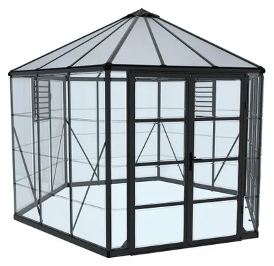 Produktbild von Palram - Canopia Aluminium Gewächshaus Oasis Grau Ø 363 cm