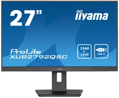 Produktbild von iiyama ProLite XUB2792QSC-B5 - LED-Monitor - 68.5 cm (27") - 2560 x 1440 WQHD @ 75 Hz - IPS - 350 cd/m² - 1000:1 - 4 ms - HDMI, DisplayPort, USB-C - Lautsprecher - mattschwarz