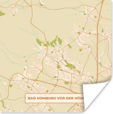 Produktbild von MuchoWow® Poster Bad Homburg von der Höhe - Stadtplan - Karte 30x30 cm - Wandposter - Printing