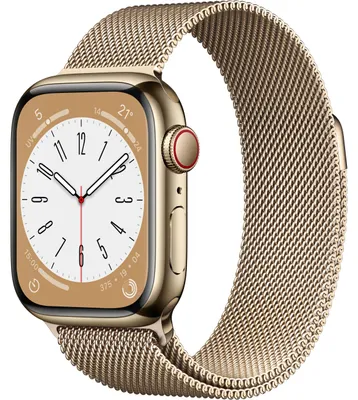 Produktbild von Apple Watch 8 4G 41mm Edelst. gold/Milanaise gold