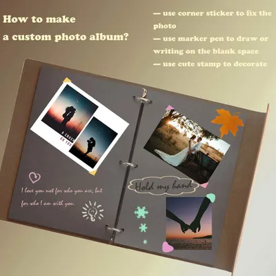 Obrázok produktu pre DIY fotoalbum, fotoalbumy čierne stránky lepidlo v fotoalbume, Vintage kožený album Valentína narodeniny výročie darček
