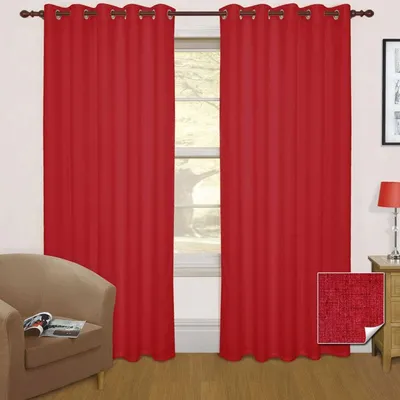 Produktbild von HOMESCAPES Verdunklungsgardine mit Ösen weinrot 2 Stück Leinen Optik, 137 x 165 cm