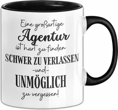 Produktbild von Agentur Abschied Geschenk Tasse Abschiedsgeschenk für Agentur Hart Zu Finden Schwer Zu Verlassen (Schwarz)