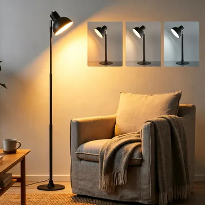 Produktbild von LED Tischleuchte & Stehleuchte 2-in-1, Höhenverstellbar 45-145cm, Dimmbar 3 Farbstufen, CRI 97 Augenschonend, USB Leselampe Metall für Büro & Wohnzimmer