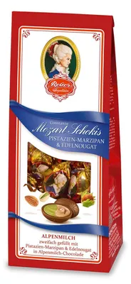 Produktbild von Reber Constanze Mozart Schokis Pistazien-Marzipan & Edelnougat 100g