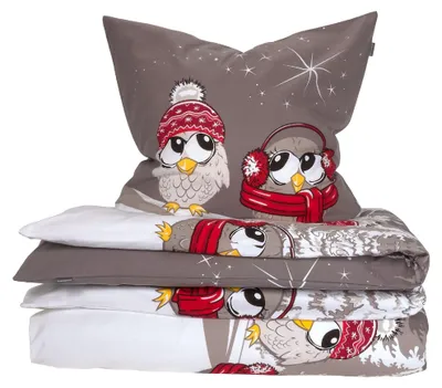 Produktbild von SCHIESSER Bettwäscheset Olsona | Winterprint | Feinbiber | 2-teilig | 100% Baumwolle | Kuschelweich | YKK-Reißverschluss | 155x220 cm + 80x80 cm | Grau
