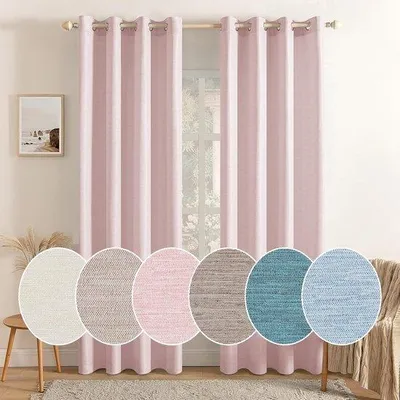 Obrázok produktu pre Tepelná záclona s očkami, dekoratívna látka, sada 2 ks, 140 x 245 cm, ružová
