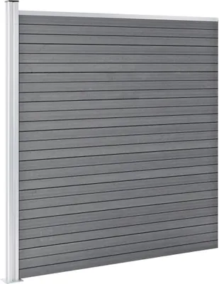 Produktbild von vidaXL WPC Zaun-Set 2 Quadrate + 1 Schräge 446x186 cm Grau