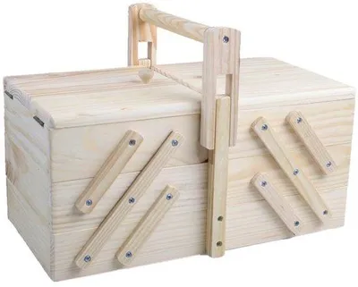 Produktbild von Holz-Naaimann 3-Schichten - Nahtkoffer - Aufbewahrungsbox - 30 x 18,5 x 18,5 cm - Holz-Nahtbehälter