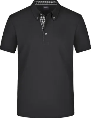 Zdjęcie produktu dla Koszulka polo zapinana na guziki z modną wstawką, czarny/czarno-biały, rozmiar 3XL