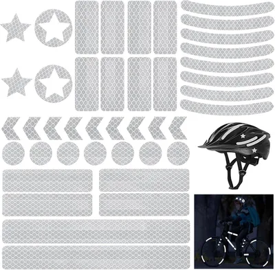 Image de 42 pièces de stickers réfléchissants, réflecteurs, autocollants pour vélo de différentes formes, réflecteurs pour enfants, autocollants réfléchissants pour vélo, casque