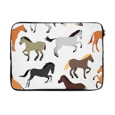 Produktbild von MuchoWow® Laptop Hülle 13 Zoll Pferde - Farben - Muster - Mädchen - Kinder - Mädchen Laptoptasche - Laptophülle - Sleeve - Rundumschutz