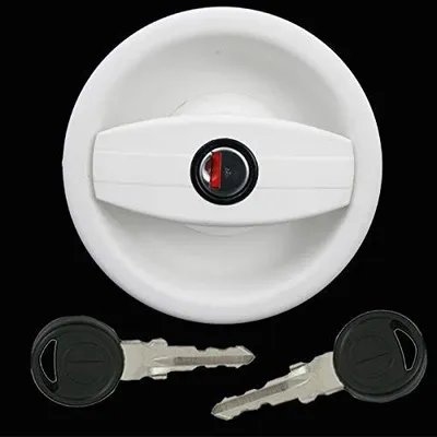 Image de Verrou de porte pour caravane et bateau - Extérieur blanc, à serrure droite
