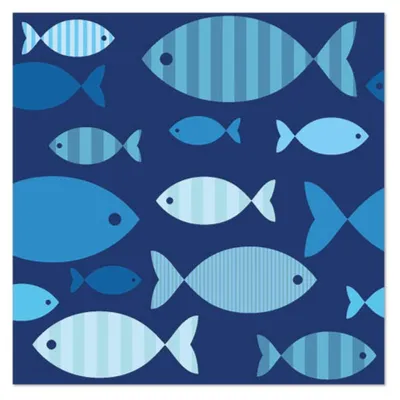 Immagine prodotto di 20 tovaglioli Blue Fish - Pesce su blu 33x33cm