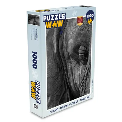 Obrázek produktu pro MuchoWow® Puzzle 1000 dílků Slon - Zvířata - Zblízka - Černobílé - Hračky - Pro malé i velké - Hry - Skládačky