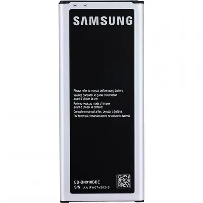 Produktbild von Samsung Akku Galaxy Note 4 EB-BN910, Li-Ion, 3.220 mAh, 3.85 V, 41.38x97.8x5.6 mm, 52.79 g, Schwarz, mit Überlade-, Überhitzungs- & Kurzschlussschutz, NFC, aus Vorführgerät