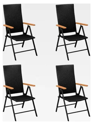 Produktbild von Gartenstühle, 4 Stück, Polyrattan, Schwarz