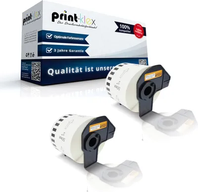 Produktbild von Print-Klex 2x Kompatible Etiketten-Rollen kompatibel mit Brother P-Touch DK-22223 P-Touch QL 500 Series QL 550 QL 560 QL 560 Series QL 560VP QL 560YX QL 570 QL 580 QL 580N DK22223 DK 22223 50mm x 30,48 m Print Pro Serie