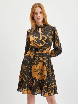 Produktbild von Orsay Braun-Schwarzes Damen-Satinkleid mit Blumenmuster 471695-660000__36