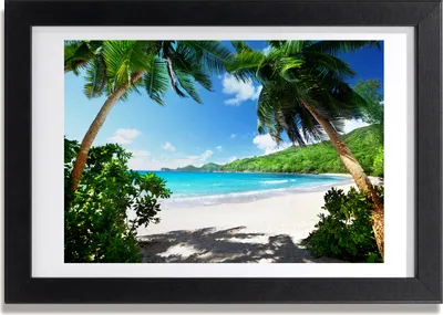 Produktbild von Bild 30x20 MDF-Rahmen, Wandkunst Seychellen-Strand