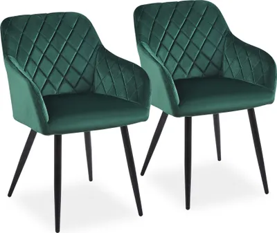 Produktbild von CLIPOP Esszimmerstuhl, 2er Set Küchenstuhl aus Samt, Polsterstuhl Sessel mit Rückenlehne, Grün