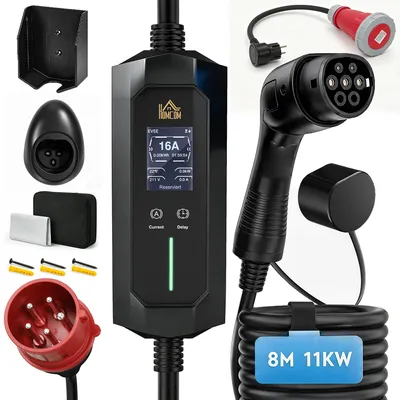 Produktbild von HOMCOM Mobile Wallbox 11kW 8m Typ 2 6–16 A 3-Phasig Ladekabel CEE 16A