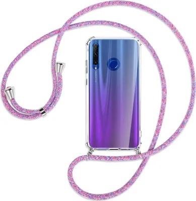 Produktbild von Handykette Backcover-Schutzhülle mit Band (Metall silberfarben) für Honor 20 Lite / 20e - lila/rosa/blau