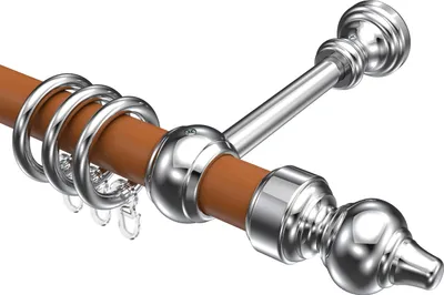 Produktbild von Interdeco Gardinenstange / Vorhangstange Kirschbaum / Chrom-farbig, Typ Classic Rondo (Rillenform), 28 mm Ø 1-läufig, 140 cm