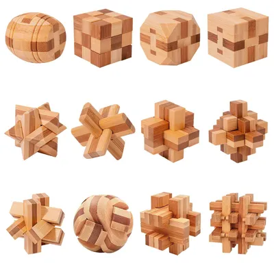 Immagine prodotto di Set di 12 puzzle in legno 3D e giochi di logica
