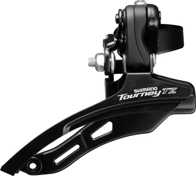 Image de Dérailleur avant Shimano Tourney FD-TZ500 pour vélo, 3x6/7 vitesses, modèle Down Swing, collier de serrage noir, 28,6 mm