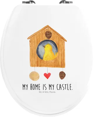 Produktbild von Mr. & Mrs. Panda Toilettendeckel Vogel Haus - Weiß - Geschenk, Wohnung, Castle, Zuhause, Familie, WC Sitz, Home Sweet Home, Lustige Sprüche, Deckel, Klo-Deckel, klo