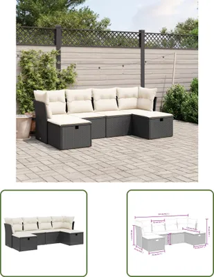 Produktbild von The Living Store 6-tlg. Garten-Sofagarnitur mit Kissen Schwarz Poly Rattan