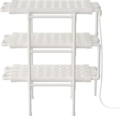 Immagine prodotto di Sistema di coltivazione idroponica - Kit di coltivazione verticale - 108 posti per piante - 3 livelli - 12 tubi - Con pompa dell'acqua - Bianco
