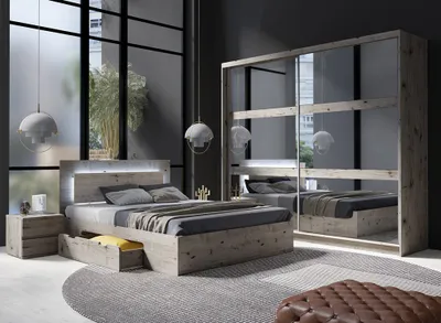 Produktbild von Schlafzimmer Set 4-teilig mit Bettgestell 160x200cm in Eiche TORTONA-166