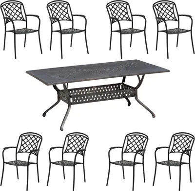 Produktbild von Inko 9-teilige Sitzgruppe Alu-Guss bronze Tisch 215x107x74 cm cm mit 8 Sesseln