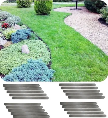 Obrázek produktu pro Sada 20 trávníkových obrub kov hliník/zinek výška 14 cm, délka 20 m