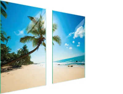 Immagine prodotto di Piastre copri fornelli 2 pezzi 75x52 Vetroceramica copri piano cottura tagliere vetro paesaggio spiaggia