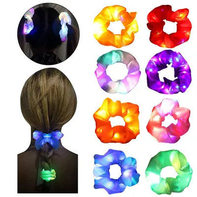 Produktbild von Leuchtende Haargummis,8 Stück  LED Haarbänder,Haaraccessoires für Mädchen,3 Lichtmodi,Ideal für Karneval und Kostümpartys