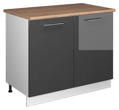 Produktbild von Spülenunterschrank Vicco Fame-Line Anthrazit Hochglanz/Weiß 100 cm, AP Eiche, Model 61903