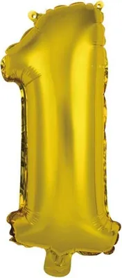 Image de amscan® 9909679 Ballon en plastique Mini chiffre 1 - 35 cm, or