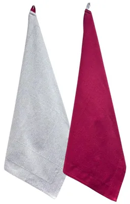 Immagine prodotto di HOME ELEMENTS Strofinaccio in cotone riciclato, 2 pezzi, 50 x 70 cm, rosso + beige