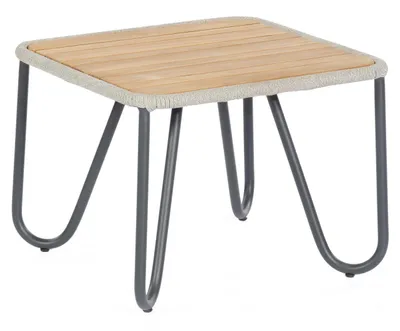 Produktbild von Charite Lounge-Beistelltisch Aluminium Polyrope und Teakholz Silbergrau