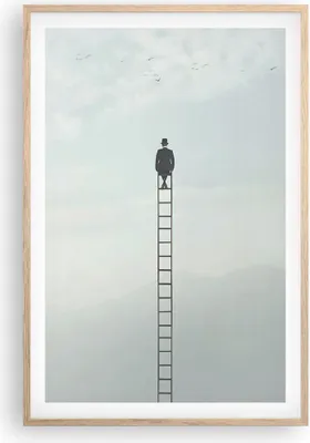 Produktbild von Gerahmtes Poster - Rahmen in heller Eiche - Leiter Himmel Symbol - 61x91,5 cm - Wand Bild - Wanddeko - Wandbilder - Kunstposter - Wandposter - Bilderrahmen - Bilder - Kunstdruck - P2NPA61x91-4463