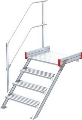 Produktbild von Euroline 511 Podesttreppe 45° 800mm Stufenbreite 4 Stufen Alu gerieft