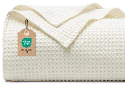 Produktbild von Waffeldecke aus 100% Baumwolle 130x150cm, leicht und atmungsaktiv