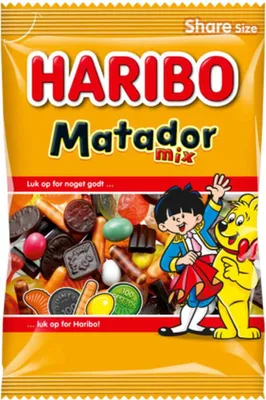 Produktbild von Haribo Matador Mix Fruchtgummi-Lakritz 375g dänische Tüte