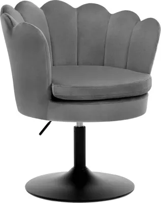 Produktbild von WOLTU Barstuhl Blumenform, Schminkstuhl mit Lehne, runder Hocker, Samtbezug, Dunkelgrau