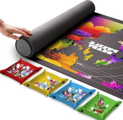 Produktbild von Famanu Puzzlematte Rollbar - Tragbare Puzzlematte 46" x 295" mit Aufbewahrungstasche